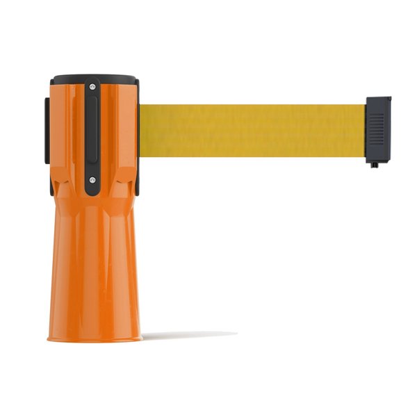 Montour Line Retractable Belt Barrier Cone Mount Orange Case 11ft. Yellow Belt CM115-OR-YW-110
